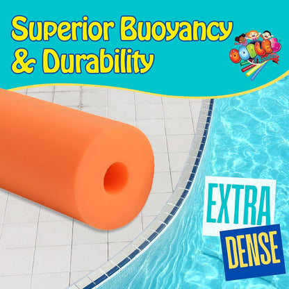 Premium Jumbo XL Pool Swim Noodles - 6 Pack - Approx. 55 inch x 3.5 inch Hollow Core Pool Noodles Foam Tube - Durable for Heavy Duty Swimming, Water Aerobics, Crafts, & DIY Projects