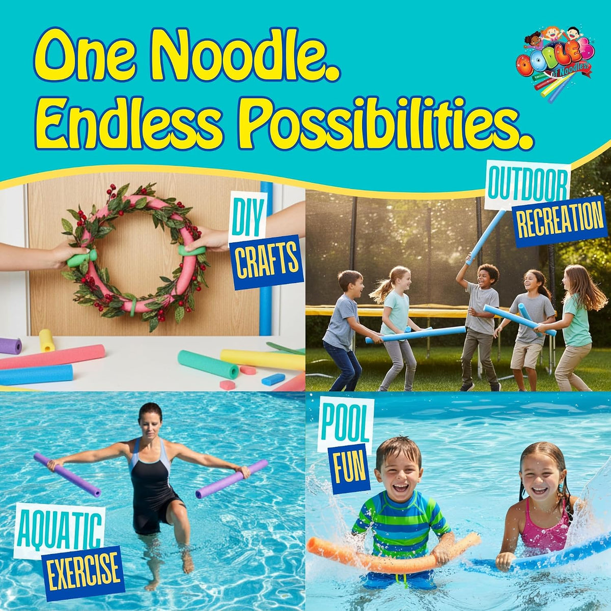 Premium Jumbo XL Pool Swim Noodles - 6 Pack - Approx. 55 inch x 3.5 inch Hollow Core Pool Noodles Foam Tube - Durable for Heavy Duty Swimming, Water Aerobics, Crafts, & DIY Projects