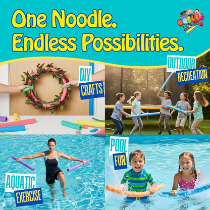 Premium Jumbo XL Pool Swim Noodles - 6 Pack - Approx. 55 inch x 3.5 inch Hollow Core Pool Noodles Foam Tube - Durable for Heavy Duty Swimming, Water Aerobics, Crafts, & DIY Projects