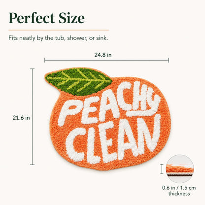 Peach Clean Bath Mat, Decor Door Mat Bathroom Area Rug Peachy, Soft & Absorbent Plush Coral Fabric, Also for Bedroom, Toilet Non-Slip and Washable