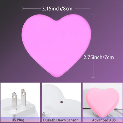 Night Lights Plug into Wall, LED Night Light for Kids, Cute Nightlight with Auto Dusk to Dawn Sensor, LED Nightlight with Soft Warm Light for Bedroom, Nursery, Bathroom, Hallway (Pink)
