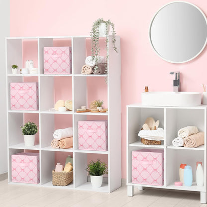 6 Pcs Light Pink Bow Cube Storage Bins 11 Inch Storage Basket