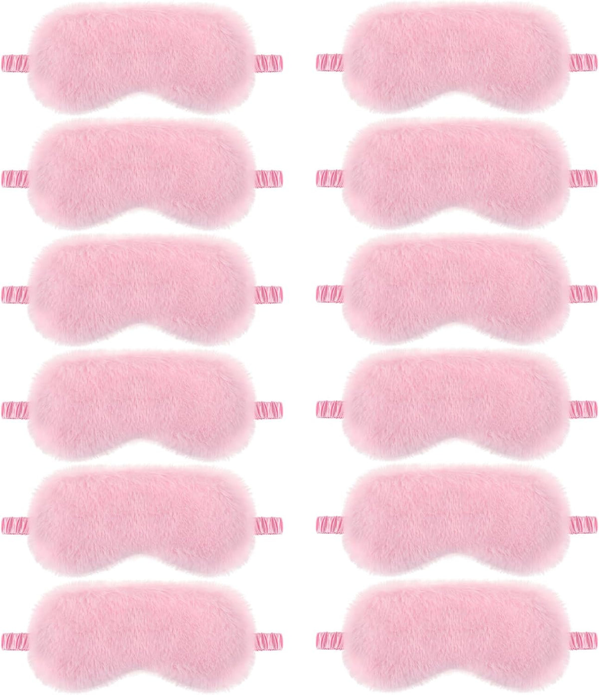 12 Pcs Plush Sleep Eye Mask Bulk, Pink