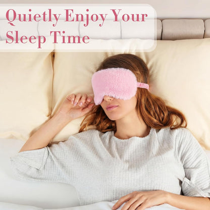 12 Pcs Plush Sleep Eye Mask Bulk, Pink