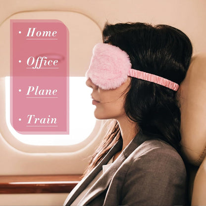 12 Pcs Plush Sleep Eye Mask Bulk, Pink