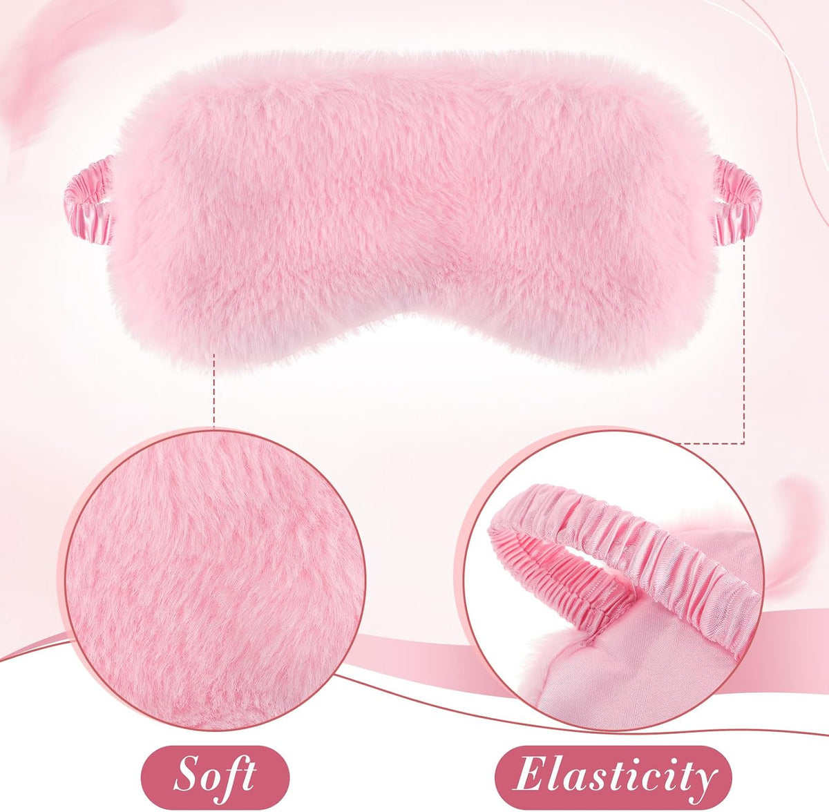 12 Pcs Plush Sleep Eye Mask Bulk, Pink
