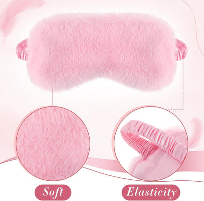 12 Pcs Plush Sleep Eye Mask Bulk, Pink