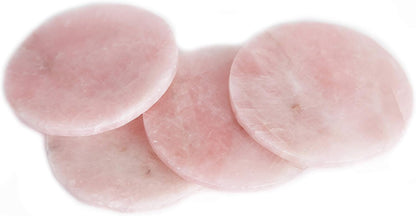 Set of 4 Pink Rose Quartz Crystal Coasters Healing Gemstone Slices