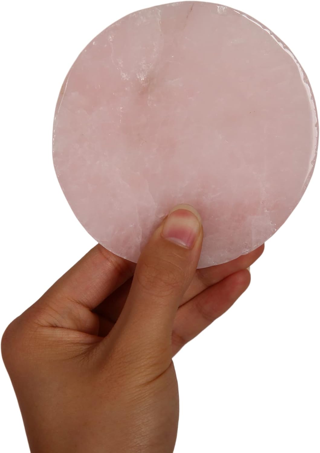 Set of 4 Pink Rose Quartz Crystal Coasters Healing Gemstone Slices