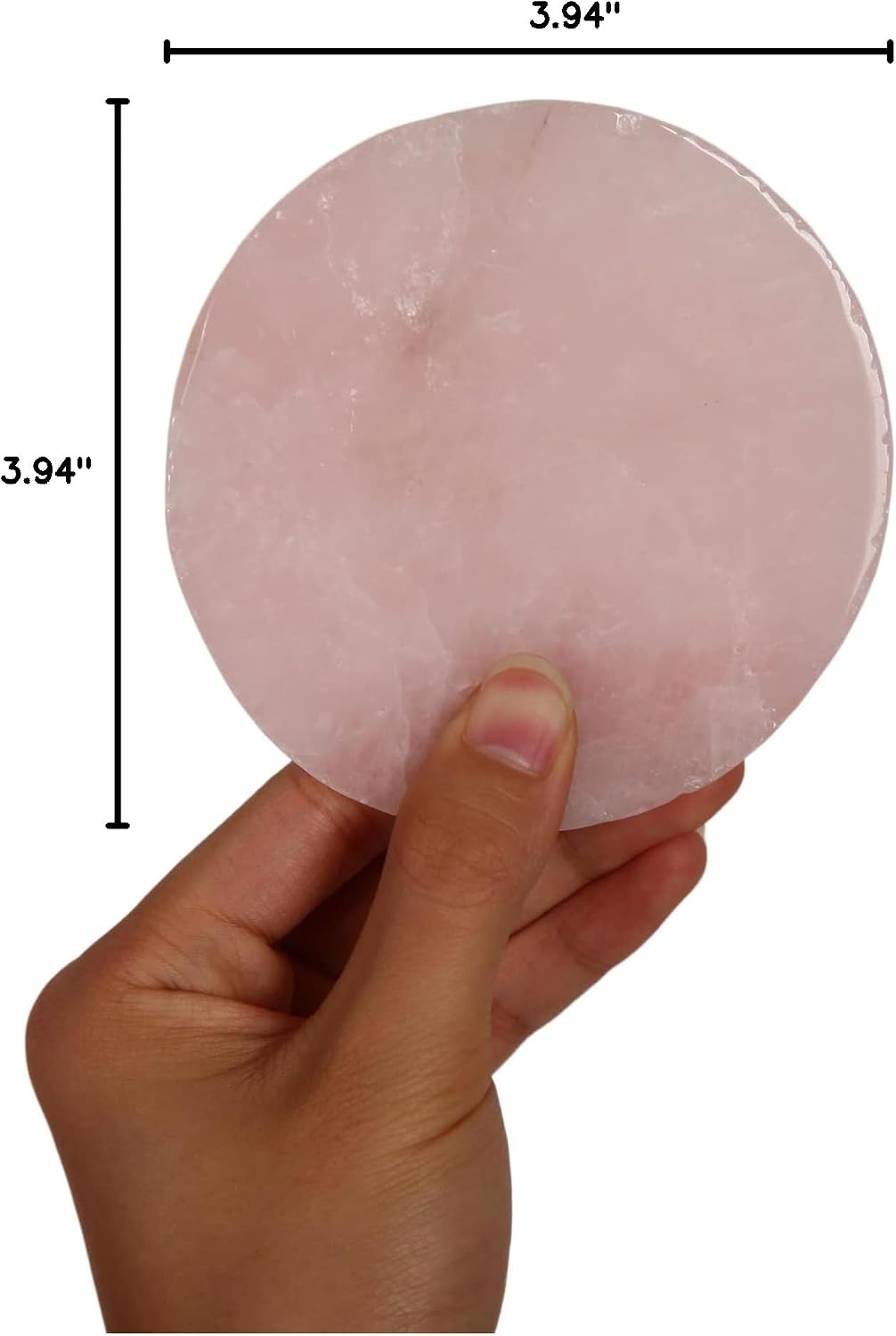 Set of 4 Pink Rose Quartz Crystal Coasters Healing Gemstone Slices