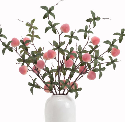 5 Pcs Small Fake Peach Branch Decor Artificial Peaches Fruit Stem