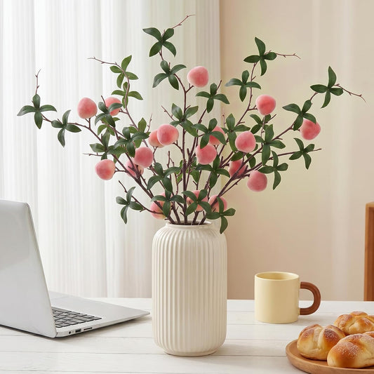 5 Pcs Small Fake Peach Branch Decor Artificial Peaches Fruit Stem