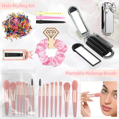 Women's Wedding Emergency Kit for Bride Wedding Survival Set with Makeup Bag, 42 Pc Wedding Daily Travel Essential Items (Pink)