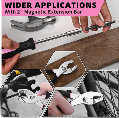 58-Piece Household Tool Set for Women with Plastic Toolbox, Pink