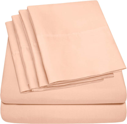 6 Piece Bed Sheet Set, Full, Peach