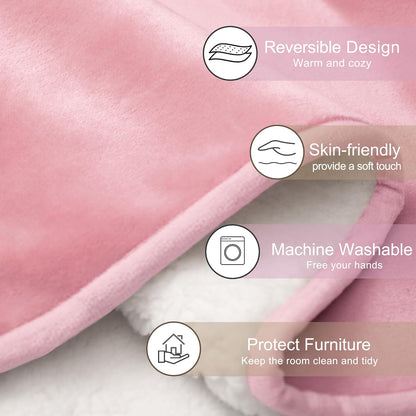Waterproof Pet Blanket for Small Dogs and Cats, Reversible Sherpa Fleece Soft Plush Throw for Couch Protection, Washable Furniture Protector (Pink, 30x40 inches)