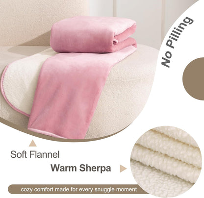 Waterproof Pet Blanket for Small Dogs and Cats, Reversible Sherpa Fleece Soft Plush Throw for Couch Protection, Washable Furniture Protector (Pink, 30x40 inches)
