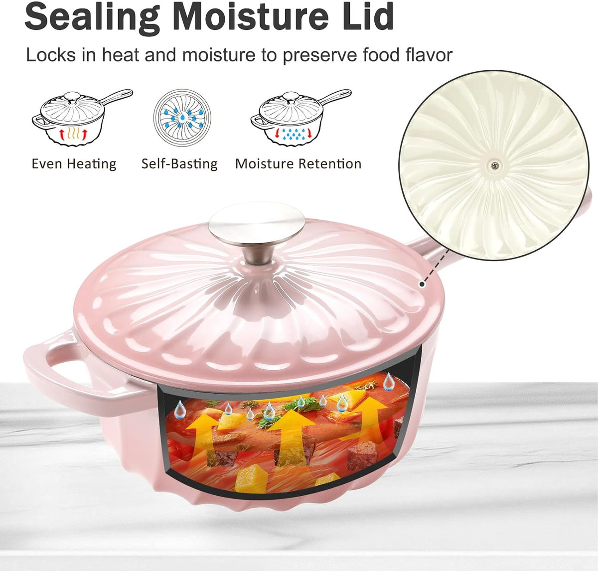 Enameled Cast Iron Sauce Pan with Lid, 2 Quart Saucepan with Lid