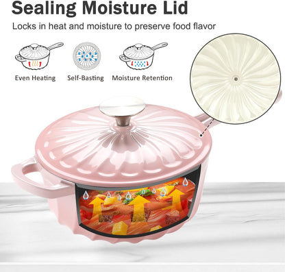 Enameled Cast Iron Sauce Pan with Lid, 2 Quart Saucepan with Lid