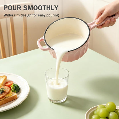 Enameled Cast Iron Sauce Pan with Lid, 2 Quart Saucepan with Lid
