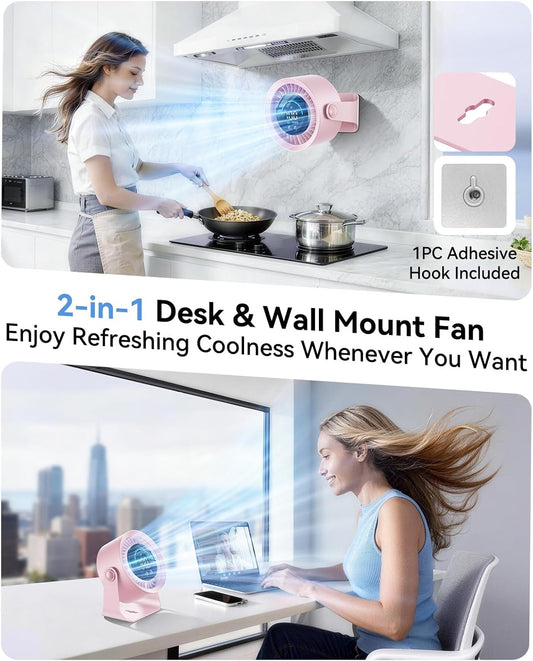 DIGIX Portable Desk Fan, 100 Speeds, 360° Rotation, USB Rechargeable