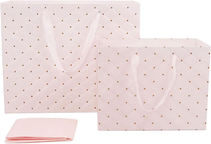 Pink Gift Bags with Tissue Paper and Handles, Large 13'' and Medium 9'' Paper Gift Bag for Girls Bridal Shower Wedding Anniversary Birthday Mothers Day