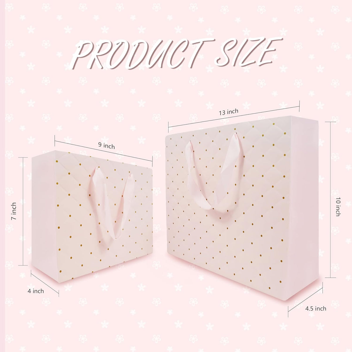 Pink Gift Bags with Tissue Paper and Handles, Large 13'' and Medium 9'' Paper Gift Bag for Girls Bridal Shower Wedding Anniversary Birthday Mothers Day