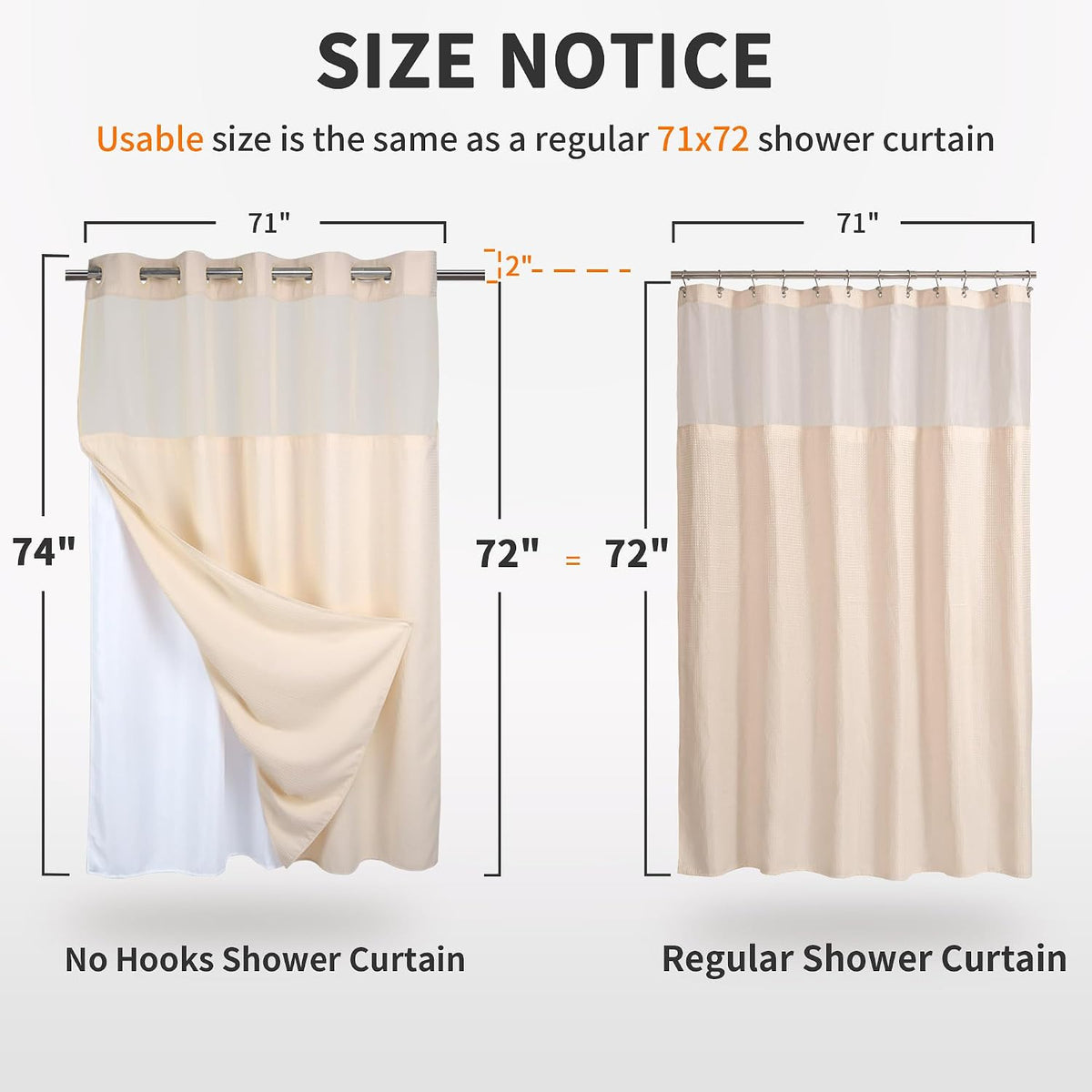 Heavyweight Waffle No Hook Shower Curtain with Liner,Pink,71x74