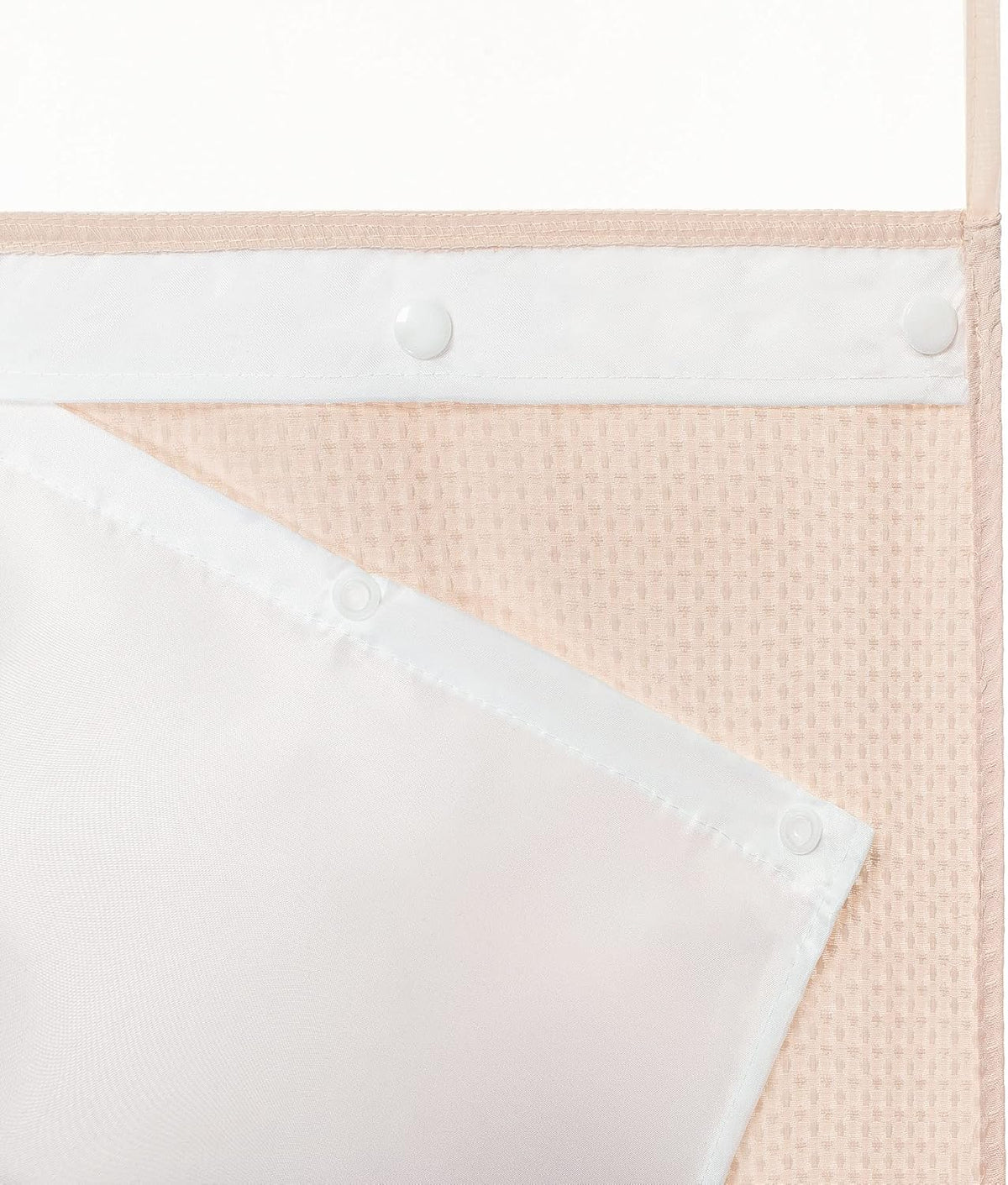 Heavyweight Waffle No Hook Shower Curtain with Liner,Pink,71x74
