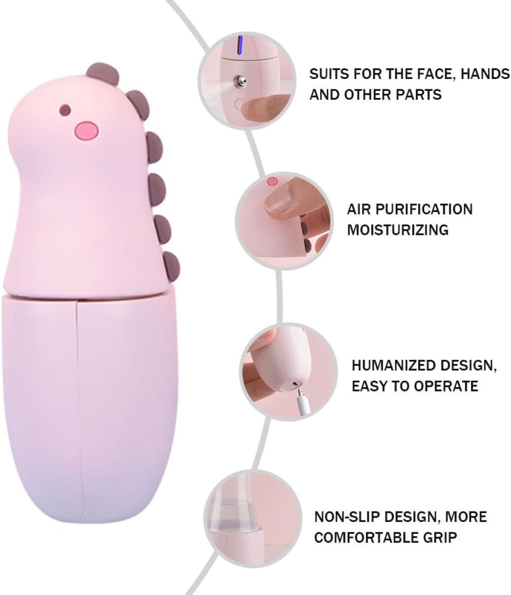 Cartoon Dinosaur Facial Steamer 300mAh 18ml Portable Handheld Pink