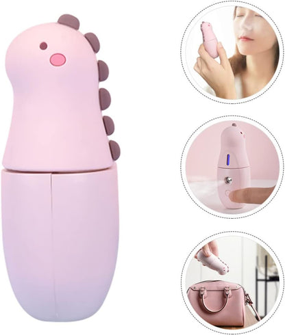 Cartoon Dinosaur Facial Steamer 300mAh 18ml Portable Handheld Pink