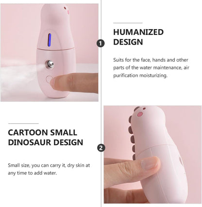 Cartoon Dinosaur Facial Steamer 300mAh 18ml Portable Handheld Pink