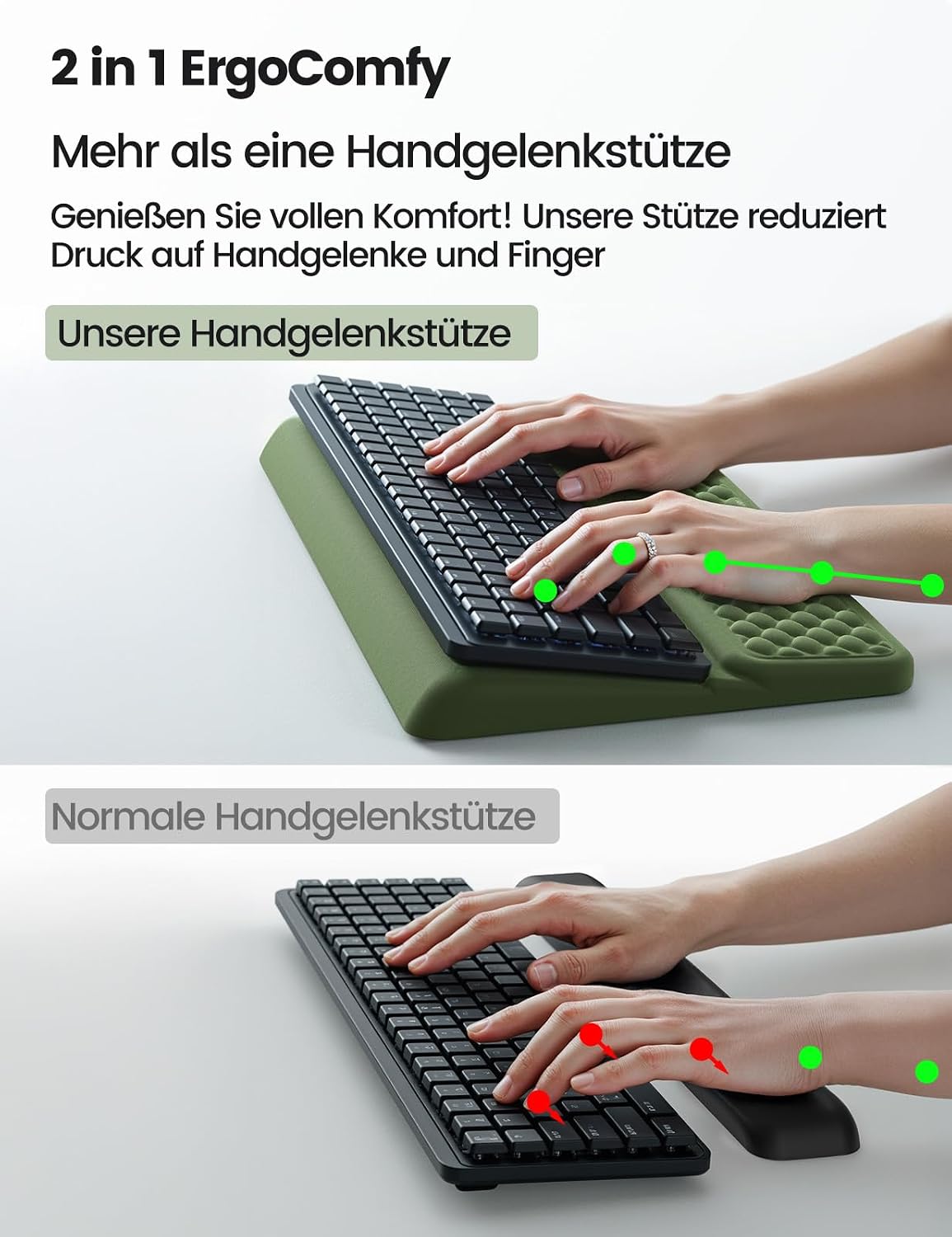 Wrist Rest with Keyboard Stand, Computer Wrist Support Pad, Ergonomic Keyboard Riser Holder Lifter Tray with Wrist Pad, Memory Foam Desk Cushion, Palm Hand Typing for Office Home School-Pink