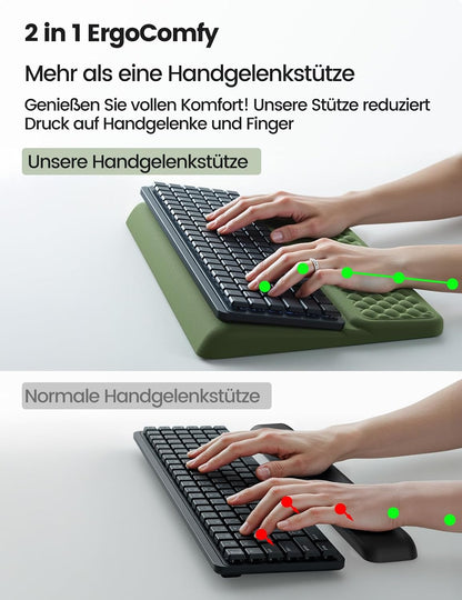 Wrist Rest with Keyboard Stand, Computer Wrist Support Pad, Ergonomic Keyboard Riser Holder Lifter Tray with Wrist Pad, Memory Foam Desk Cushion, Palm Hand Typing for Office Home School-Pink