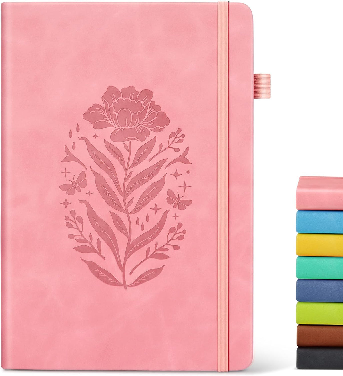 Lined Journal Notebook for Women, A5 Pink Hardcover Leather Journals for Writing, 200 Pages Thick Travel Daily Journal, College Ruled Notebook for Work School, Note Taking, Business 5.75'' X 8.38''