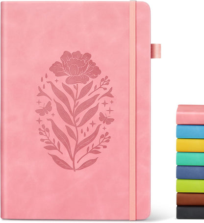 Lined Journal Notebook for Women, A5 Pink Hardcover Leather Journals for Writing, 200 Pages Thick Travel Daily Journal, College Ruled Notebook for Work School, Note Taking, Business 5.75'' X 8.38''