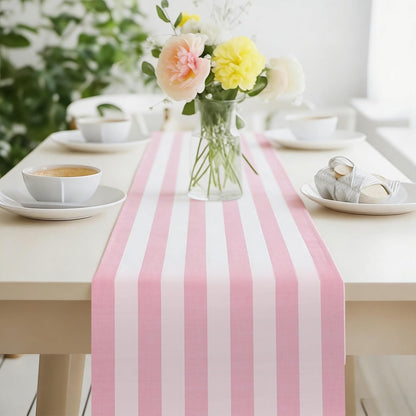 Pink Vertical Striped Table Runner Valentine's Day Dark and Light Pink Party Decoration for Baby Shower Birthday Dining Room Home Kitchen Table Decor, 13 x 72 Inch