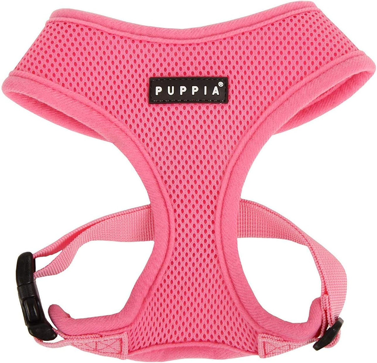 Soft Dog Harness No Choke Over-The-Head Triple Layered Breathable Mesh Adjustable Chest Belt and Quick-Release Buckle, Pink, Small