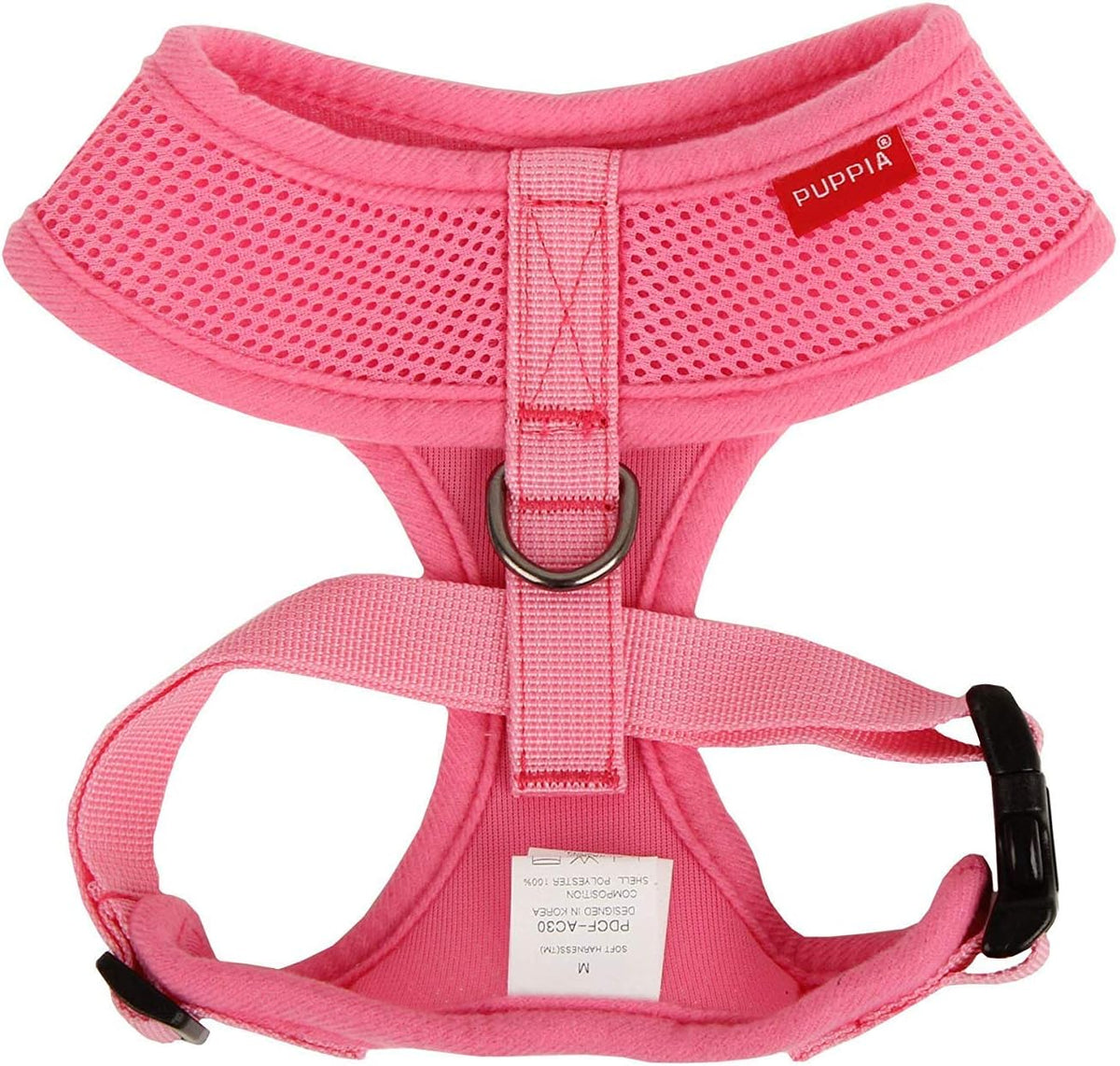 Soft Dog Harness No Choke Over-The-Head Triple Layered Breathable Mesh Adjustable Chest Belt and Quick-Release Buckle, Pink, Small