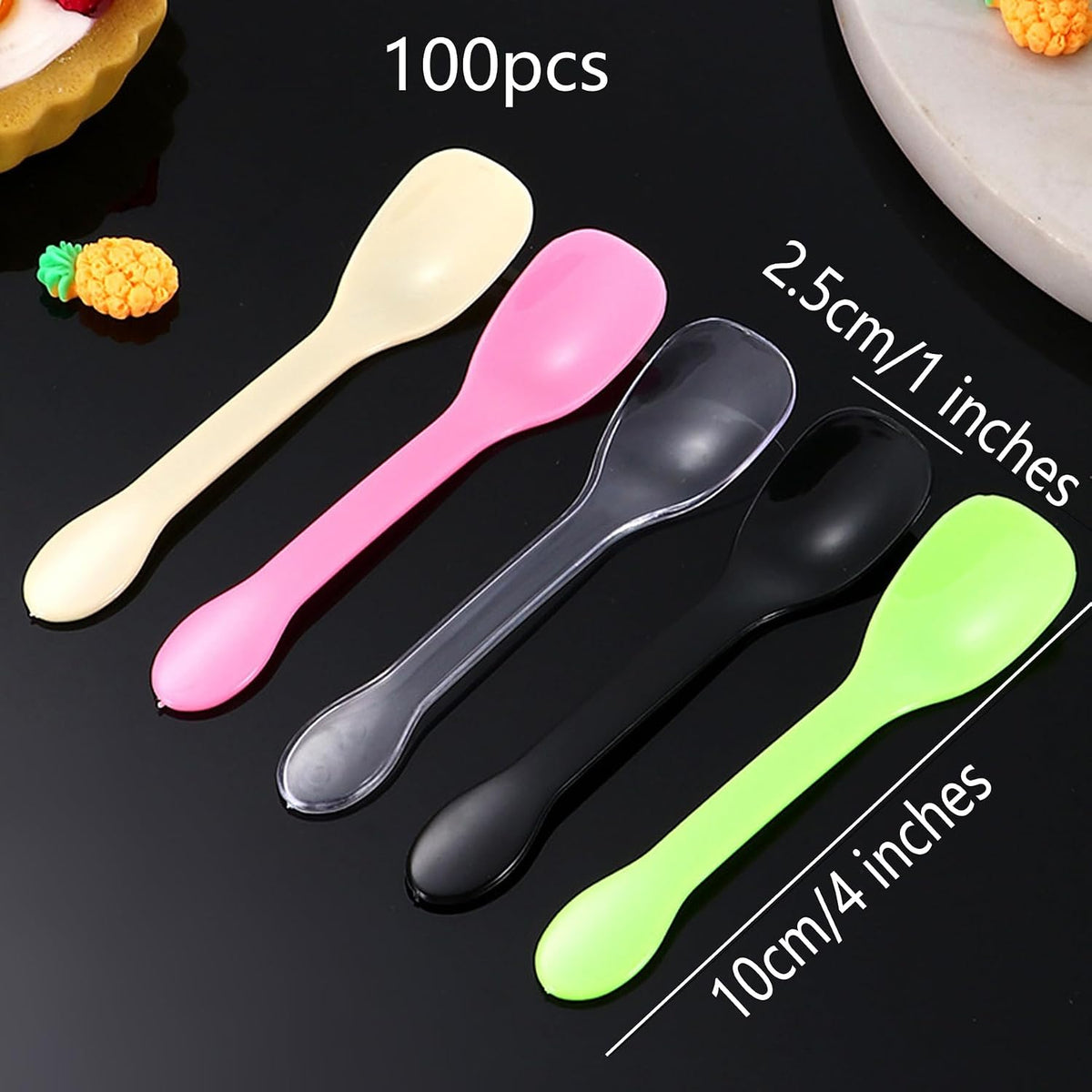 100 PCS Mini Plastic Spoons, Disposable Ice Cream Dessert Tasting Spoons, Suitable for Cake Jelly Pie Yogurt (Pink)