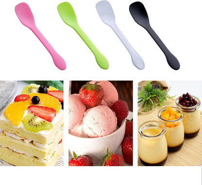 100 PCS Mini Plastic Spoons, Disposable Ice Cream Dessert Tasting Spoons, Suitable for Cake Jelly Pie Yogurt (Pink)