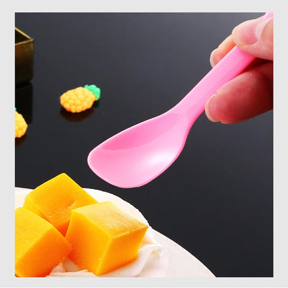 100 PCS Mini Plastic Spoons, Disposable Ice Cream Dessert Tasting Spoons, Suitable for Cake Jelly Pie Yogurt (Pink)