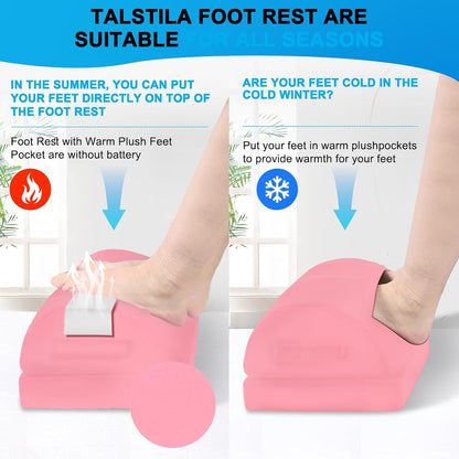 Foot Rest for Under Desk at Work, Under Desk Footrest, Ergonomic 2 Adjustable Heights Footrest, Footrest with Feet Warm Pocket, for Office Desk & Office Chair…