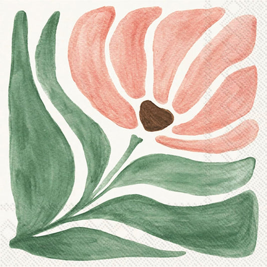 IHR Ideal Home Range Cocktail Napkins Disposable 3-Ply Paper Party Napkin Pack, 5" x 5", Modern Petals Peach, 20-Count