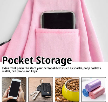 Dog and Cat Sling Carrier - Hands Free Reversible Pet Papoose Bag - Soft Pouch and Tote Design - Suitable for Puppy, Small Dogs Cats Outdoor (Pink, Unadjustable Strap)