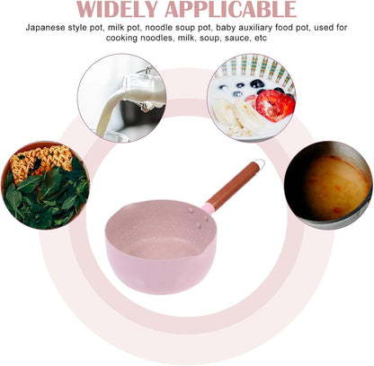 Food Cooking Pot 18cm Pink Maifan Stone Milk Saucepan Aluminum Kitchen Stockpot for Home Food Preparation