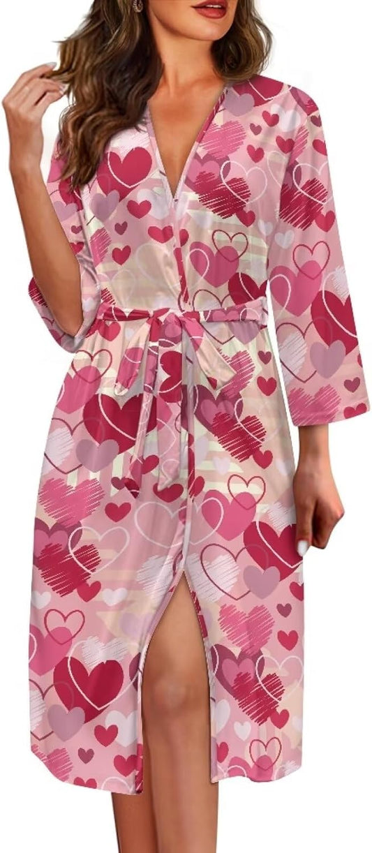 Womens Robe with Waist Belt Sleepwear Soft Long Sleeve Nightgowns for Women Casual Calf Length Nightwear