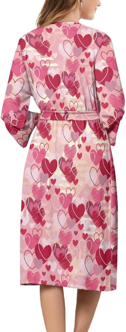 Womens Robe with Waist Belt Sleepwear Soft Long Sleeve Nightgowns for Women Casual Calf Length Nightwear