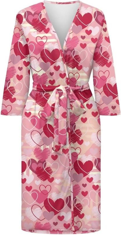 Womens Robe with Waist Belt Sleepwear Soft Long Sleeve Nightgowns for Women Casual Calf Length Nightwear