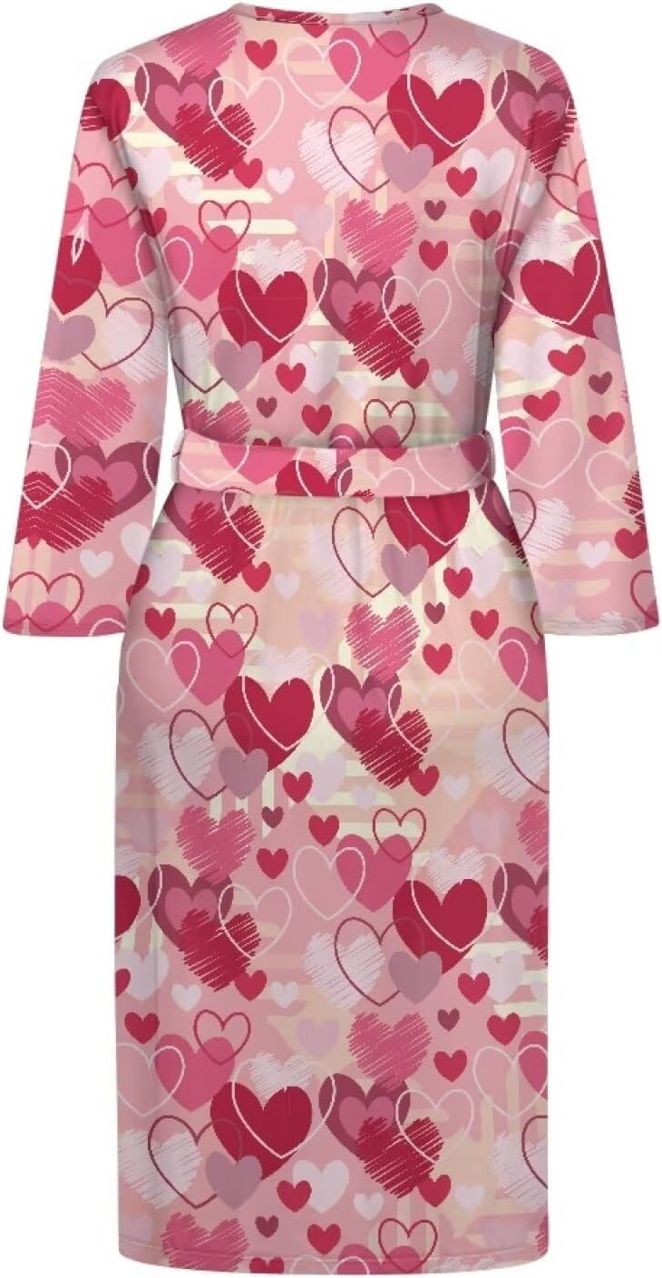 Womens Robe with Waist Belt Sleepwear Soft Long Sleeve Nightgowns for Women Casual Calf Length Nightwear